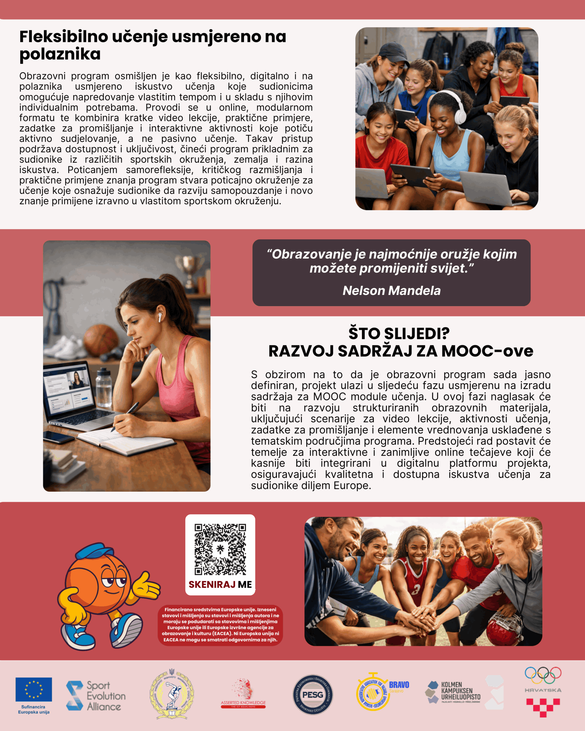 Diverse group of students using tablets and laptops together in a classroom, right-side image next to a text column